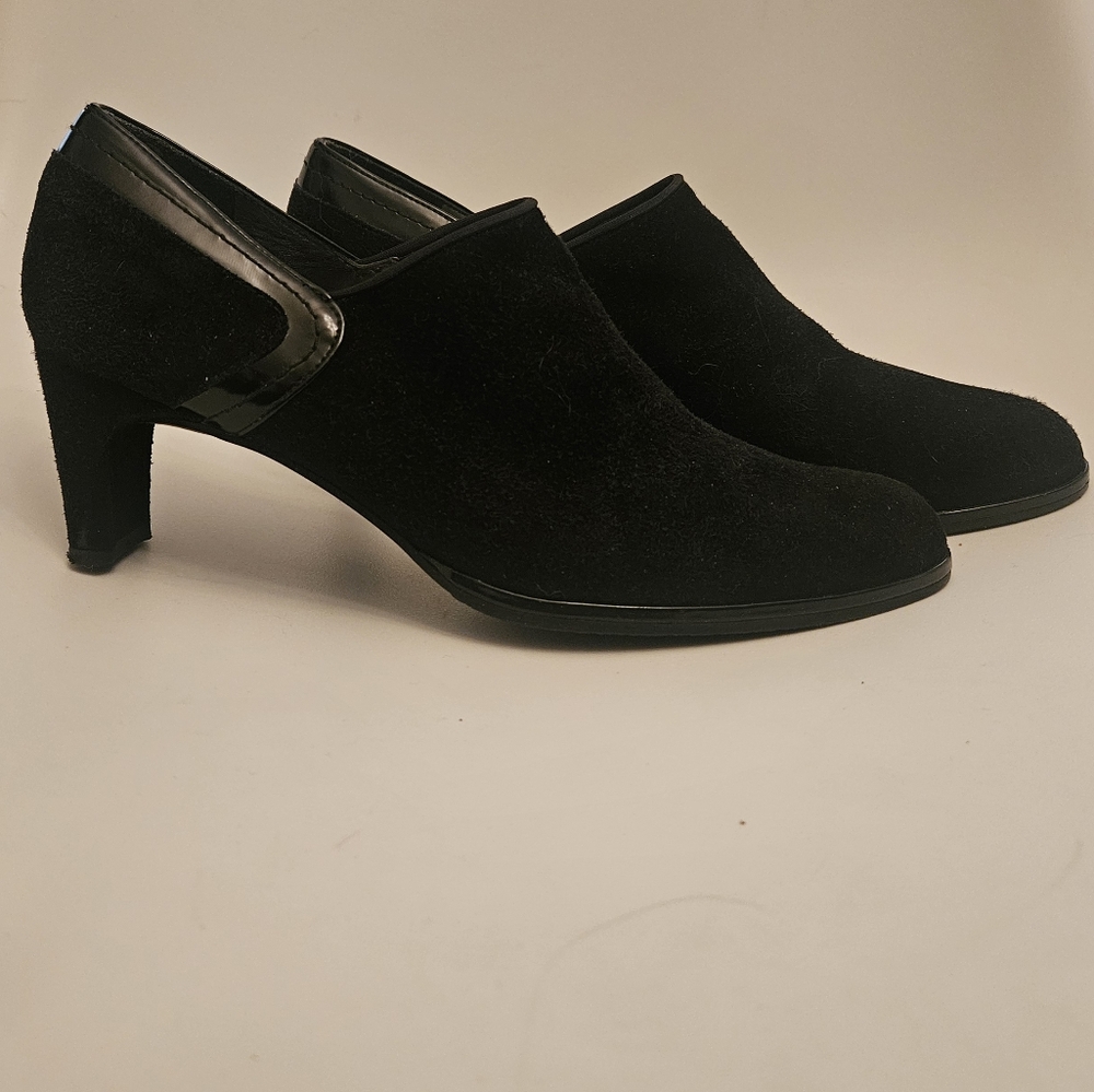 Stuart Weitzman black suede heeled booties